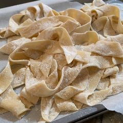 Fresh homemade pappardelle A picture of Fresh homemade pappardelle.