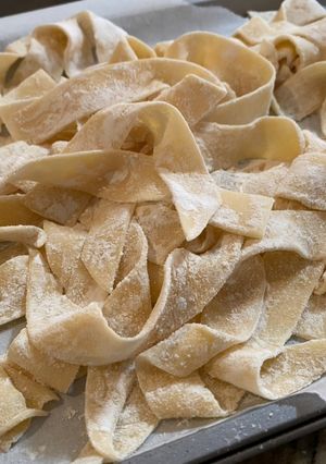 A picture of Fresh homemade pappardelle.