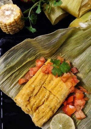A picture of Salsa stuffed Corn Tamales.