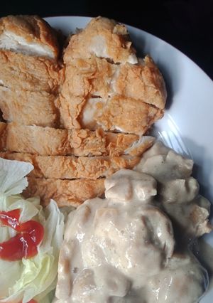 Foto resep Crispy Chicken Steak Creamy Mushroom Termurah