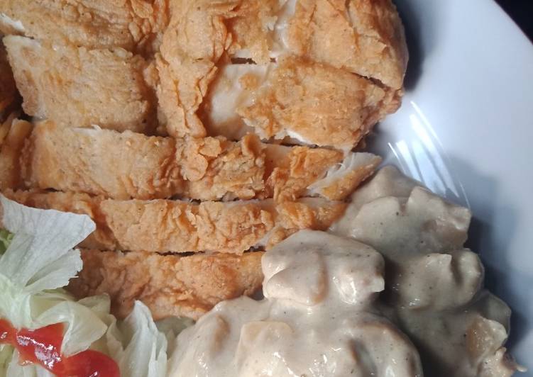 Resep Crispy Chicken Steak Creamy Mushroom Termurah Anti Gagal