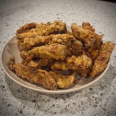 A picture of No Cluck, All Crunch Tenders (With King Trumpet Mushrooms) 🍄‍🟫.