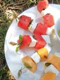 Spiedini di feta e melone
