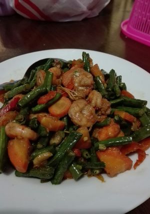 Foto resep Tumis kacang panjang plus udang