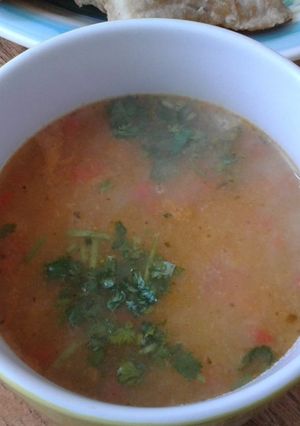 Una foto de Sopa de mariscos.... aprovechando las sobritas