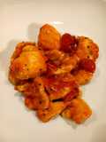 Straccetti di pollo con datterini e provola affumicata