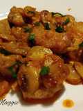 Atún con champiñones en salsa al curry