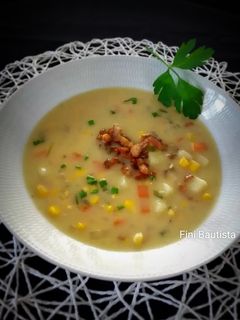 Una foto de Crema de maíz con panceta