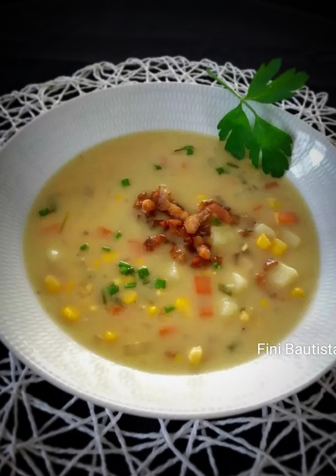Una foto de Crema de maíz con panceta