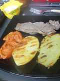 Filete de ternera con patatas al grill doble