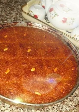 صورة لوصفة قلب اللوز معسل وبنين مع كاس شاي😋