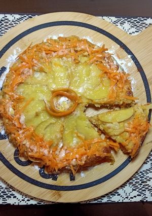 A picture of Upside Down Apple Carrot Cake.