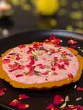 Rose Shrikhand in motichur tart