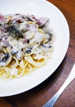 奶油培根義大利麵 的食譜成品照片