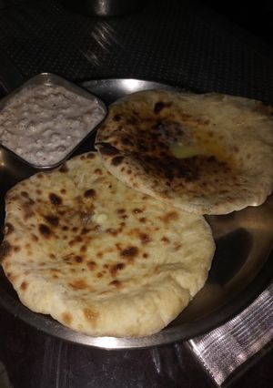 A picture of Potato onion kulcha or naan.