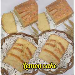 A picture of Lemon cake with glaze lemon.