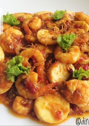 Foto resep Balado Manis Udang Tofu 🦐