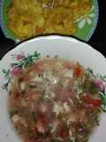Ceviche de pollo con patacones