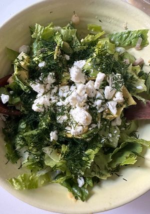 A picture of Chopped Salad with Chickpeas, Feta and Avocado.