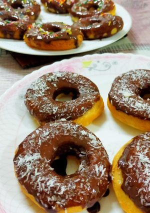 A picture of Chocolate glaze donuts 🍩/soft easy donut recipe !.