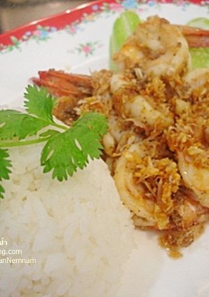 รูปของ ข้าวราดกุ้งกระเทียม