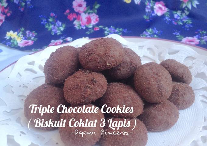 Triple Chocolate Cookies (Biskuit Coklat 3 Lapis)