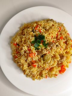 Фото Булгур з овочами та свининою 🍗🥦.