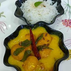 A picture of Kadhi Pakora UP Dinner Sabji (with Rice).