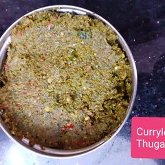 A picture of Curry Leaves chutney for rice.