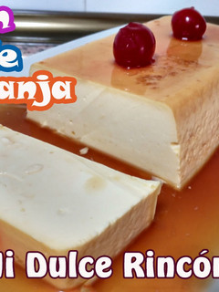Una foto de Flan de naranja sin huevo, sin horno y sin cocción