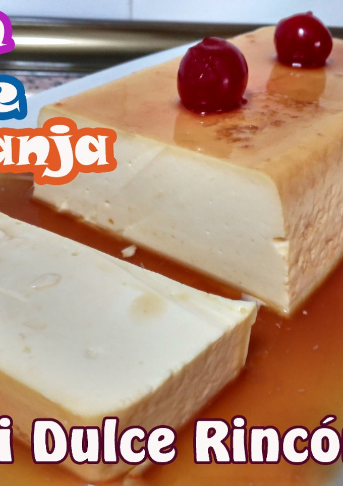 Una foto de Flan de naranja sin huevo, sin horno y sin cocción