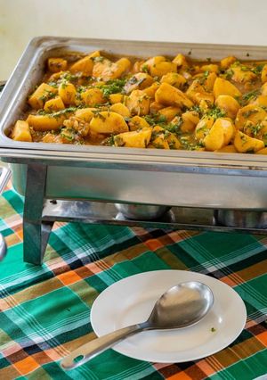 A picture of Potatoes and banana casserole.
