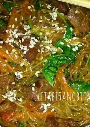 Foto resep JAPCHAE with BEEF korean noodle #kitaberbagi