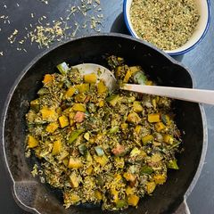 A picture of Neem flower ghanta (Neem Flower with veggies).