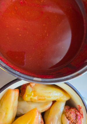 Csicseriborsós töltött paprika recept fotója