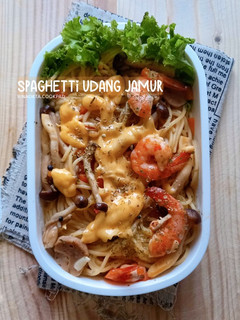 Foto resep Spaghetti Udang Jamur | Edisi Bekal