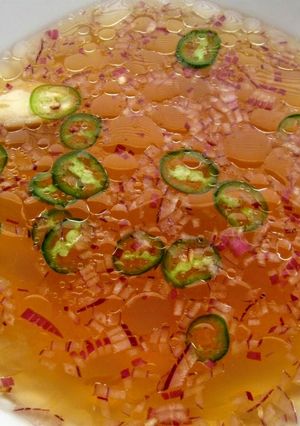 A picture of Nuoc Cham (Vietnamese Dipping Sauce/Dressing).