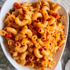 A picture of Valentine's special red pasta.