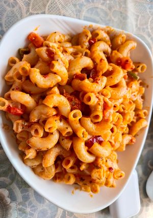A picture of Valentine's special red pasta.