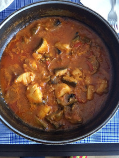 Una foto de Arroz con verduras y bacalao