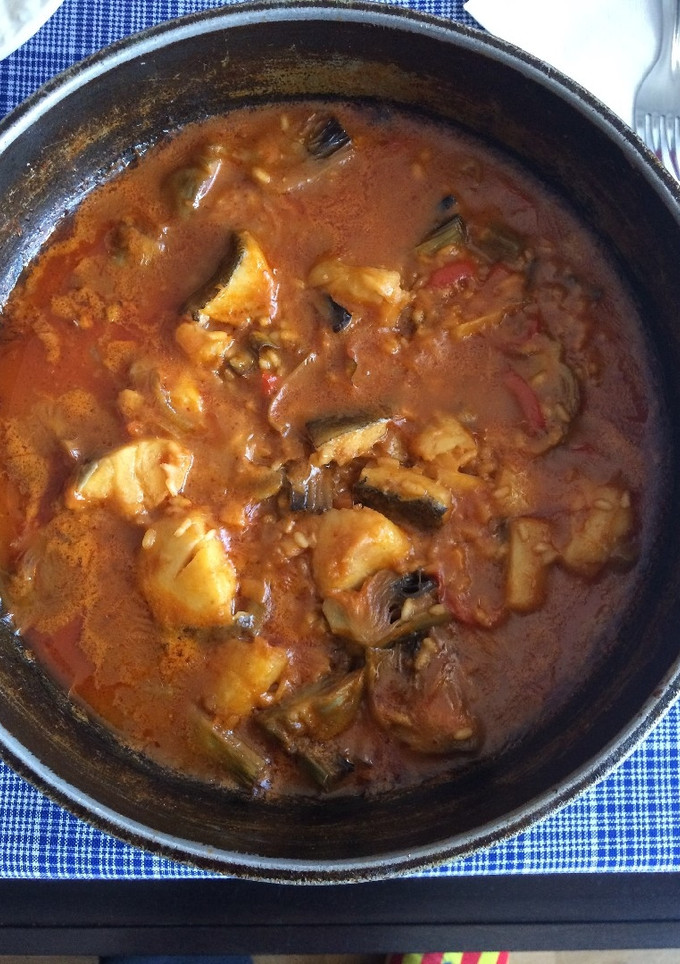 Una foto de Arroz con verduras y bacalao