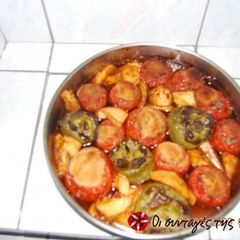A picture of Stuffed vegetables from Crete.