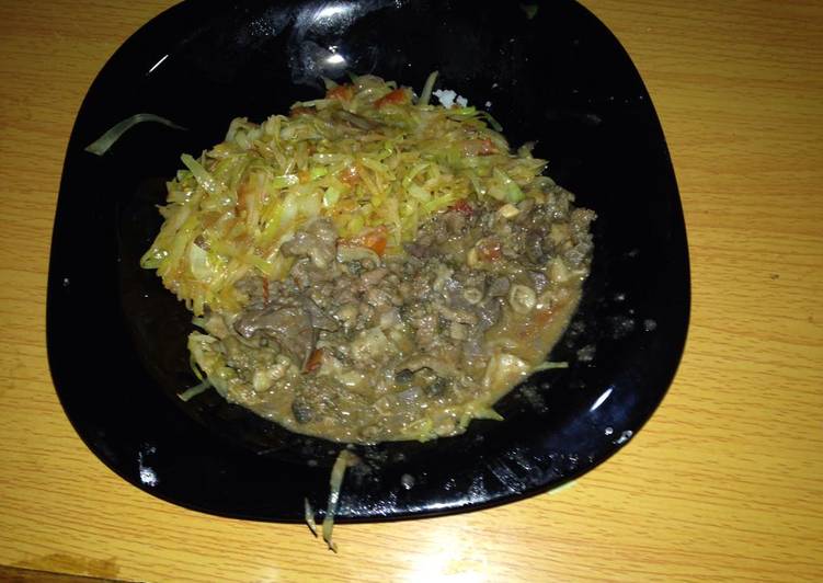 Matumbo(tripe) with cabbage