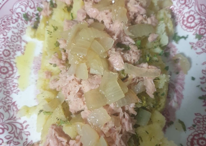 Receta Patata majada con atún