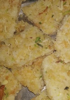 A picture of Coconut burfi using milk powder.