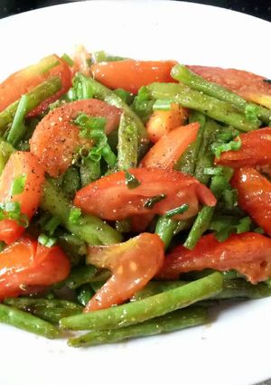 Hình của món Đậu ve xào cà chua.
