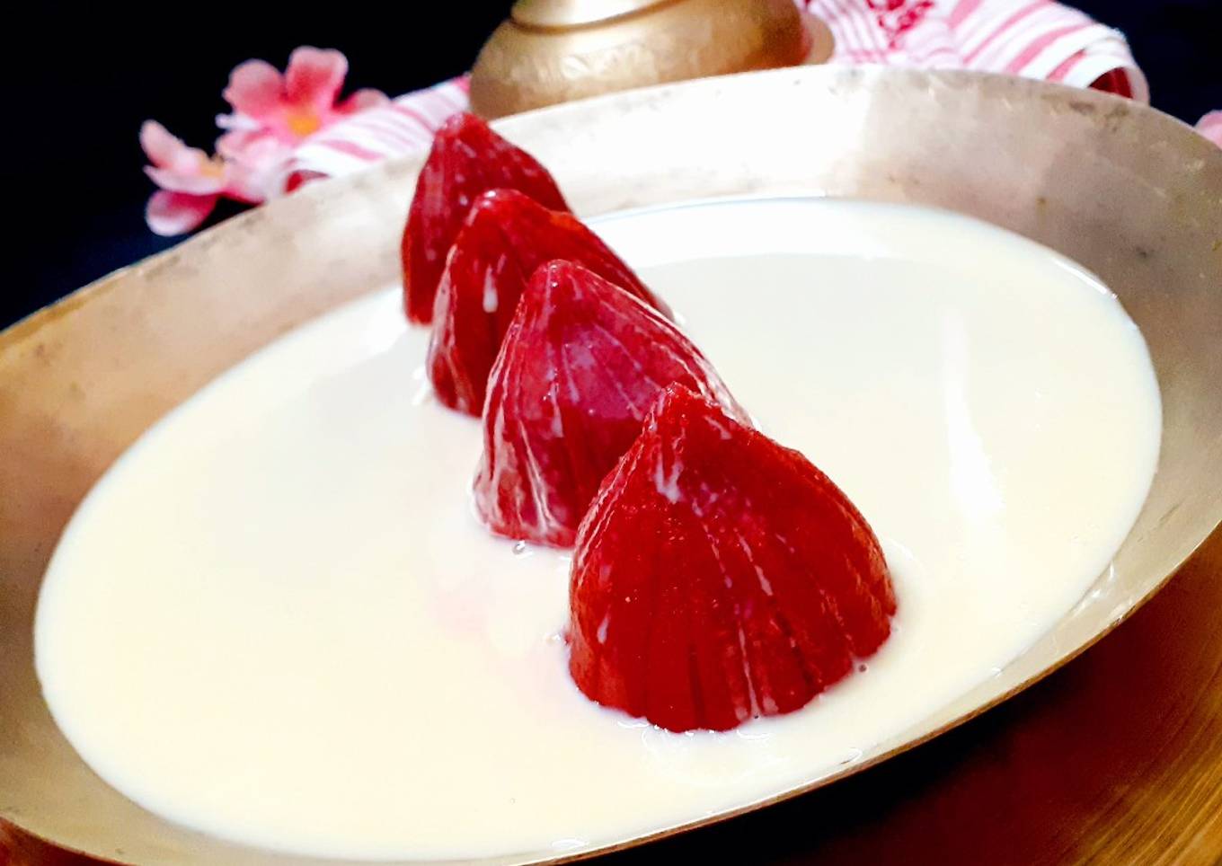 Beetroot Bhapa Pitha Stuffed With Coconut N Submerged InMilkMaid