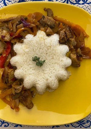 Φωτογραφία της συνταγής Ψαρονέφρι τηγανιά με πολύχρωμες πιπεριές και μανιτάρια 🌶️🫑🍄