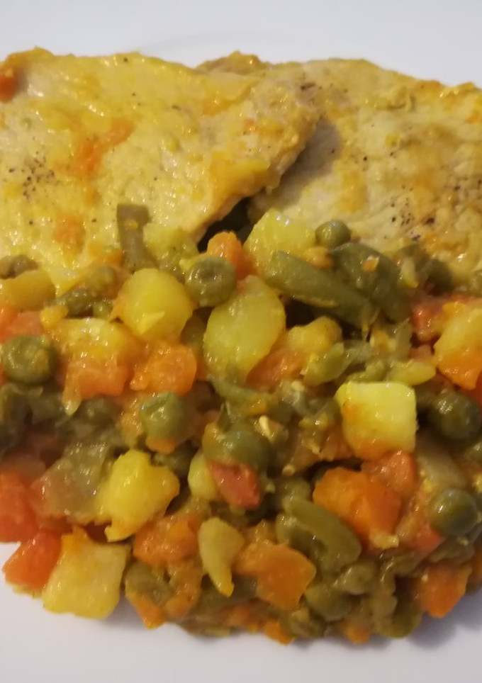 Una foto de Cena express de lomo con verduras