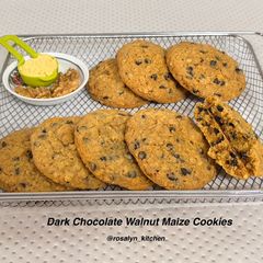 Dark Chocolate Walnut Maize Cookies A picture of Dark Chocolate Walnut Maize Cookies.